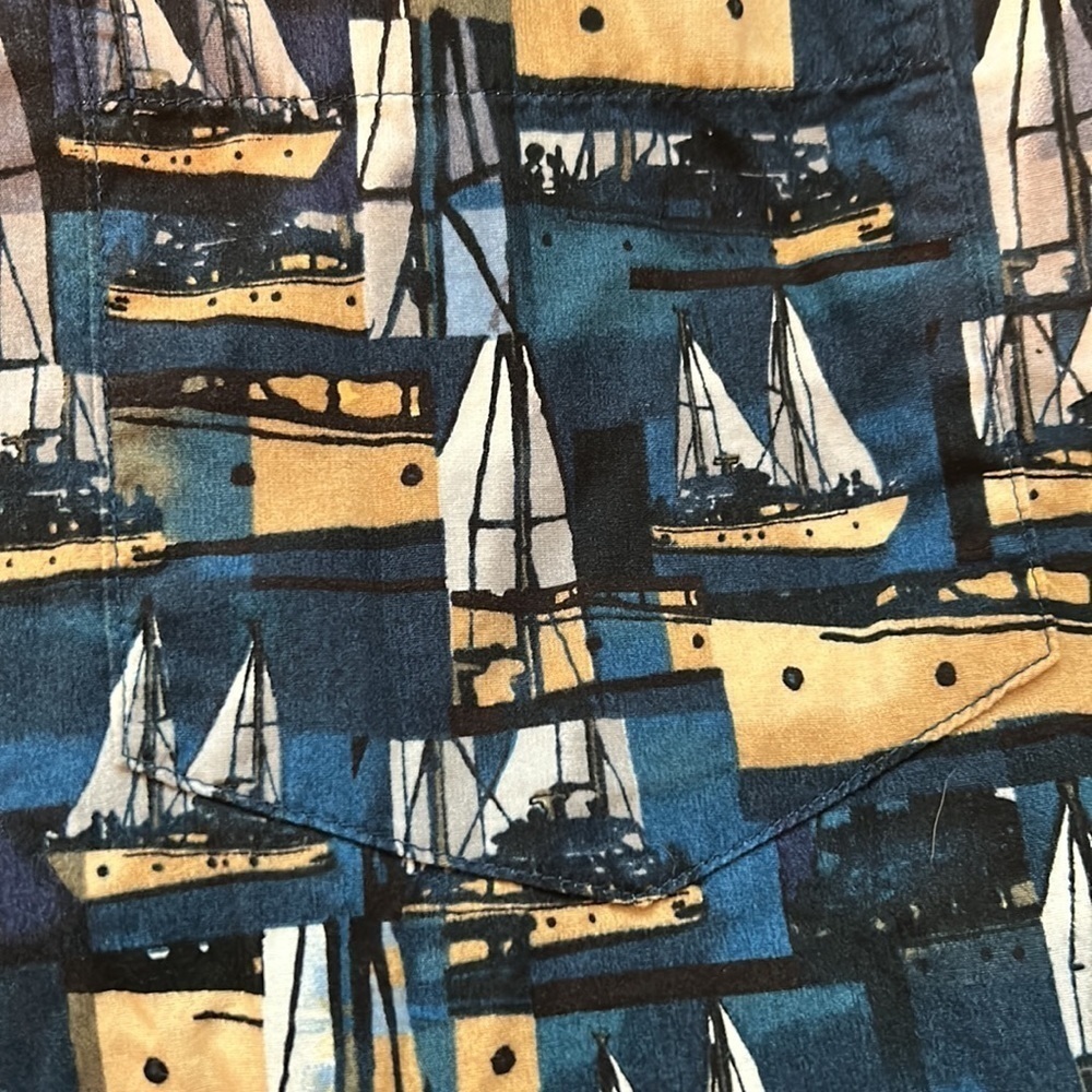 Aftco Bluewater Shirt Men's 2X Button Up Short Sleeve Boat‎ All Over Print - Picture 4 of 11